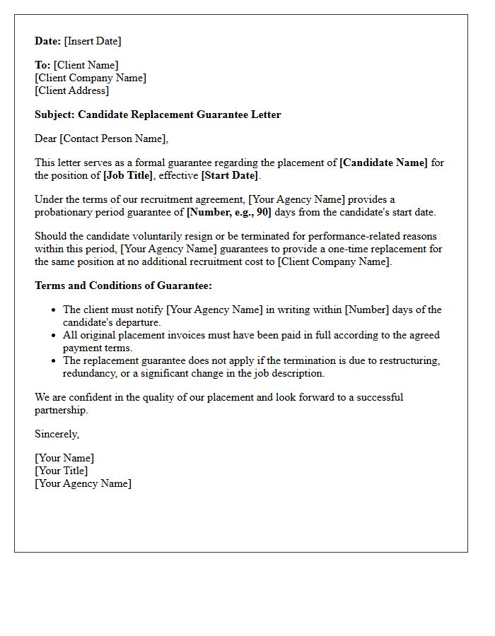 Probationary Period Candidate Replacement Guarantee Letter