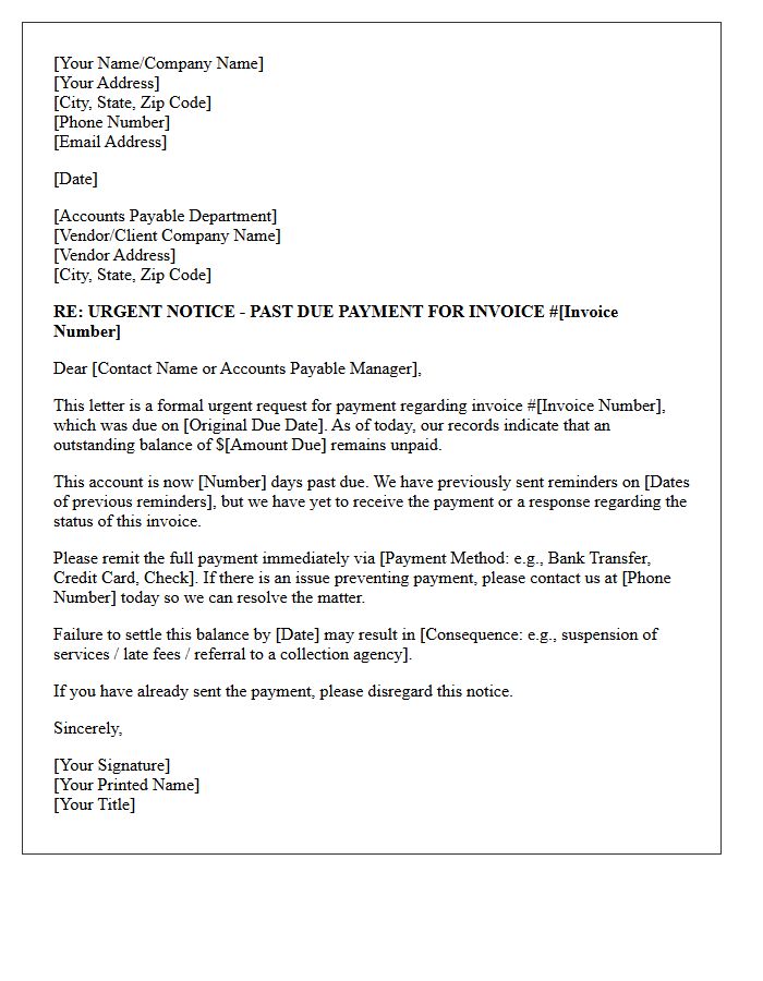 Urgent Request for Past Due Vendor Payment Letter
