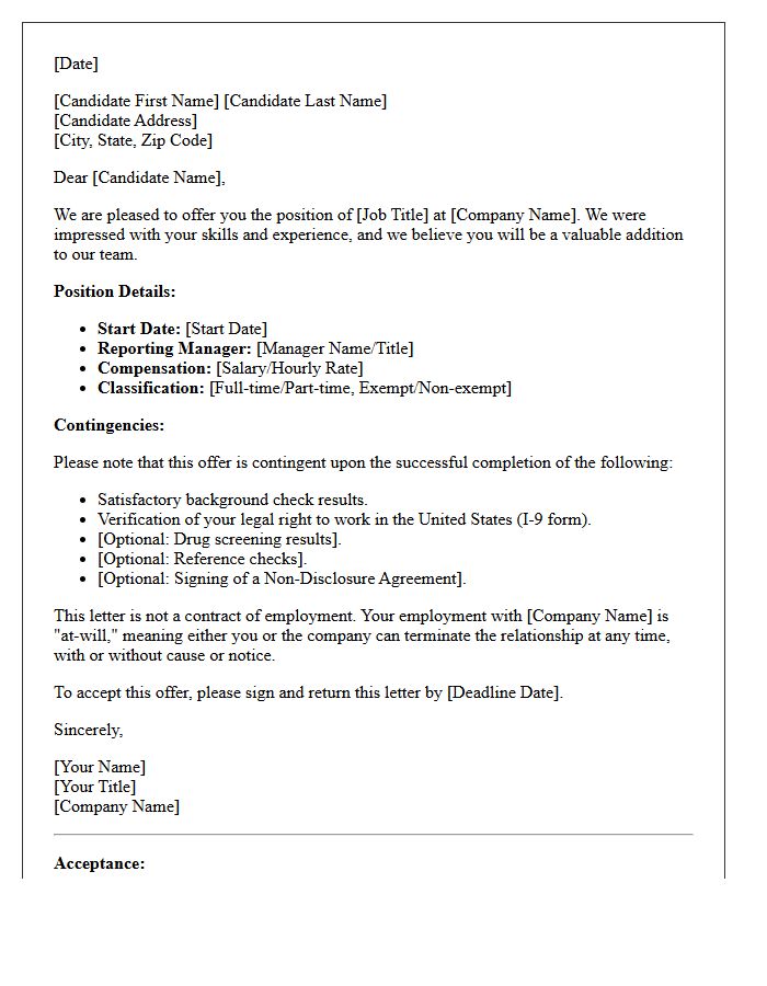 Candidate Contingent Job Offer Letter