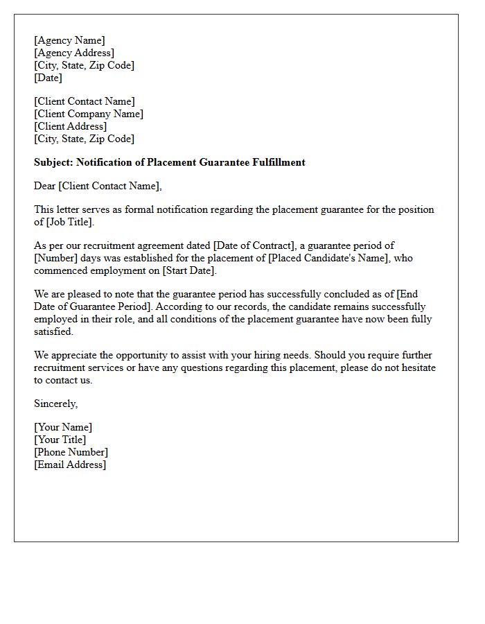 Candidate Placement Guarantee Fulfillment Letter