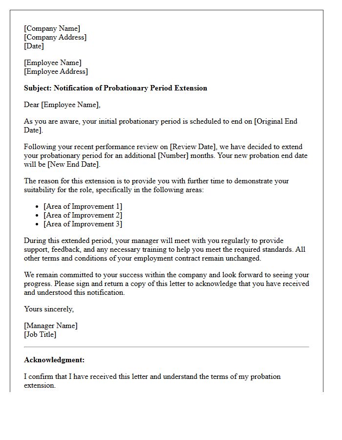 Candidate Probationary Period Extension Notification Letter