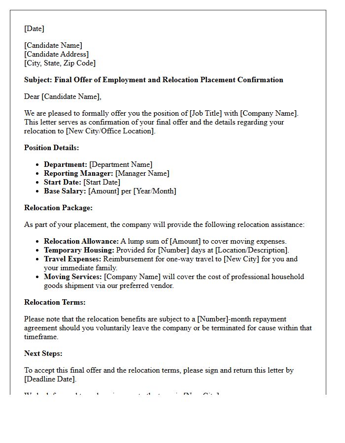 Final Offer And Relocation Placement Confirmation Letter