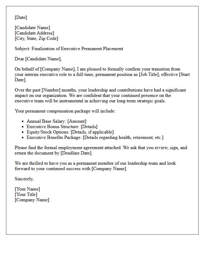 Executive Temp-to-Perm Placement Finalization Letter