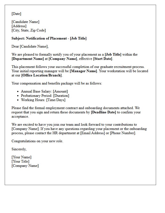 Junior Graduate Position Placement Notification Letter