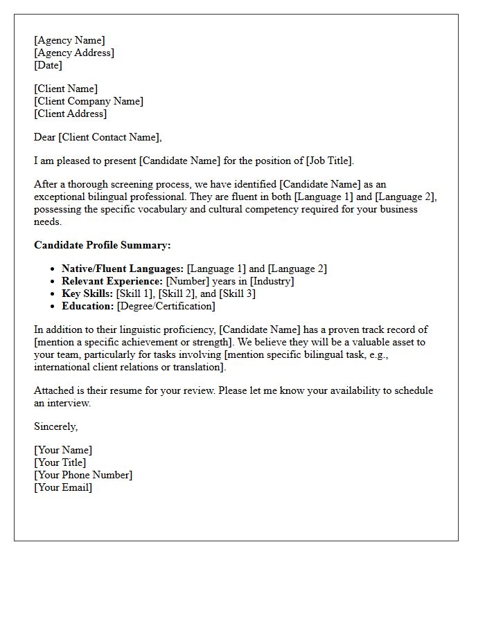 Recruitment Agency Bilingual Candidate Placement Letter