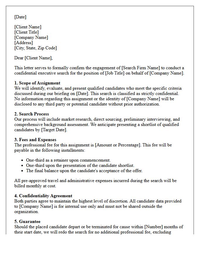 Confidential Search Client Assignment Confirmation Letter