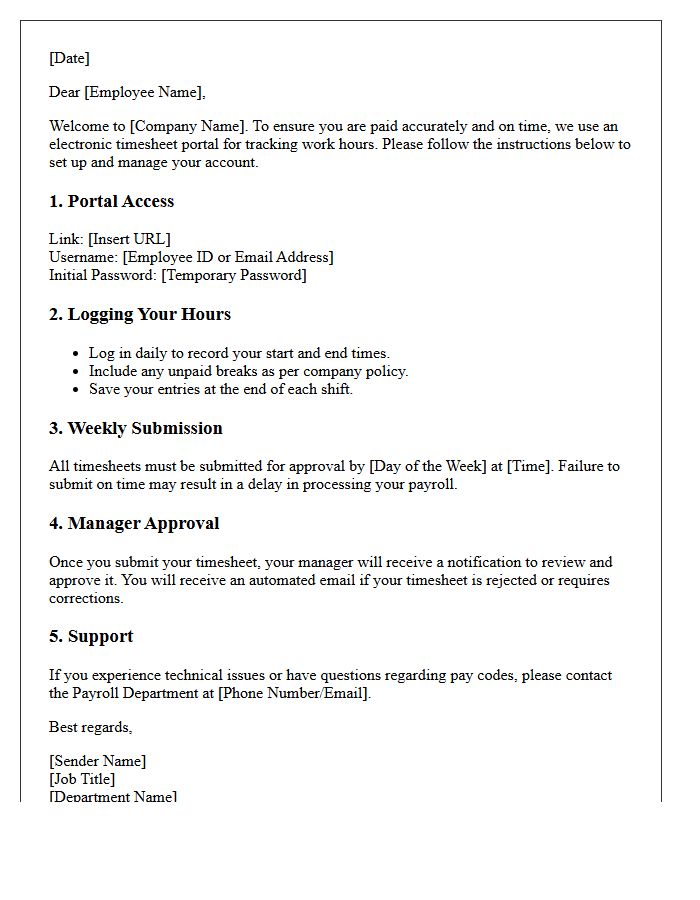 Electronic Timesheet Portal Guide Letter