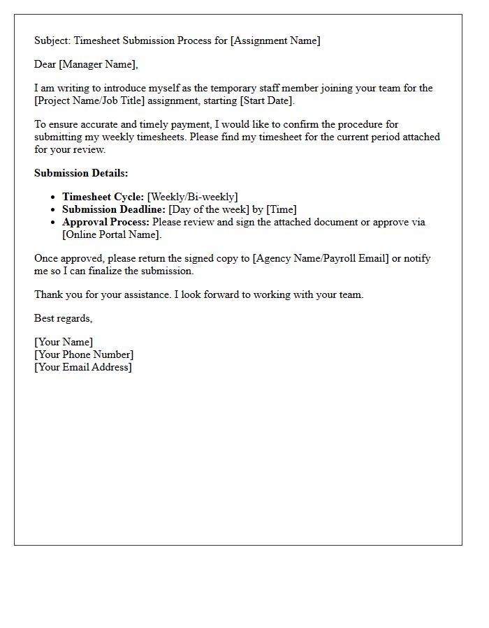Temporary Assignment Timesheet Introduction Letter