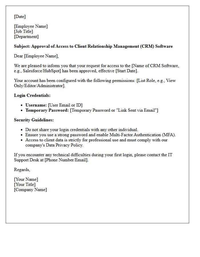 Client Relationship Management Software Access Approval Letter