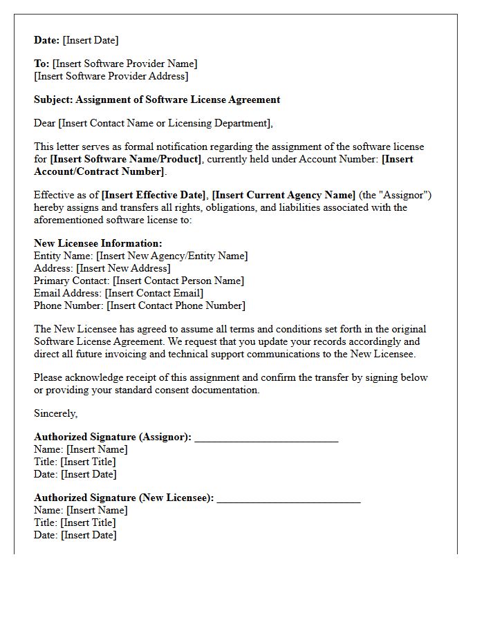 Recruitment Agency Software License Assignment Letter