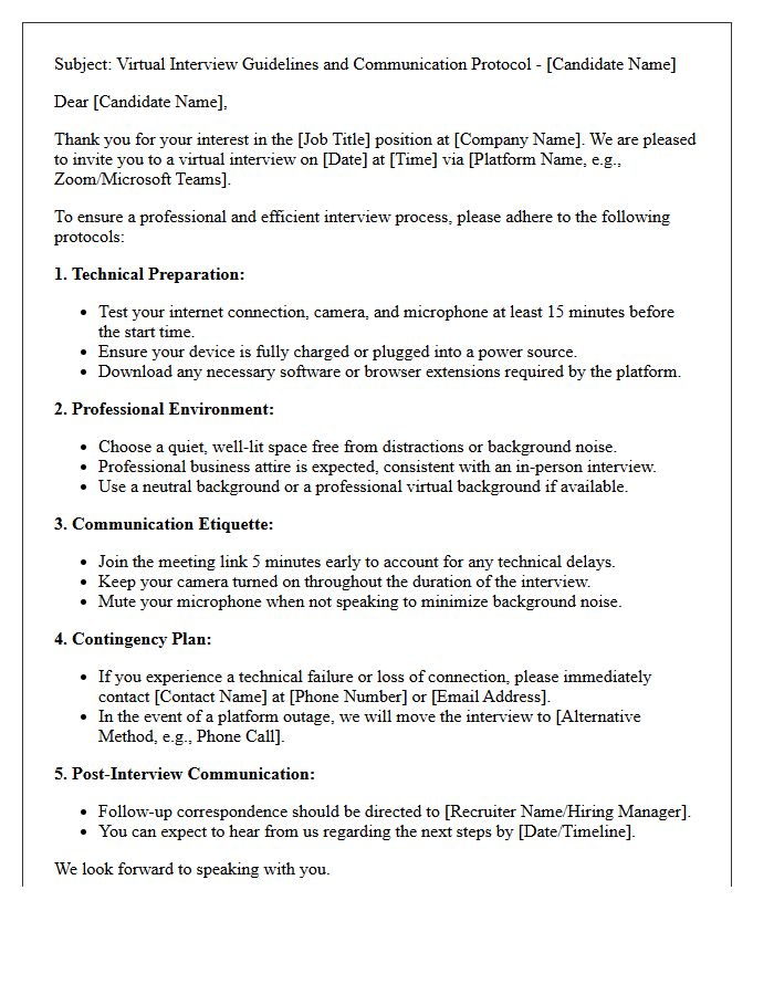 Virtual Candidate Interview and Communication Protocol Letter