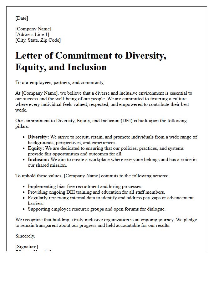 Diversity, Equity, and Inclusion Commitment Letter