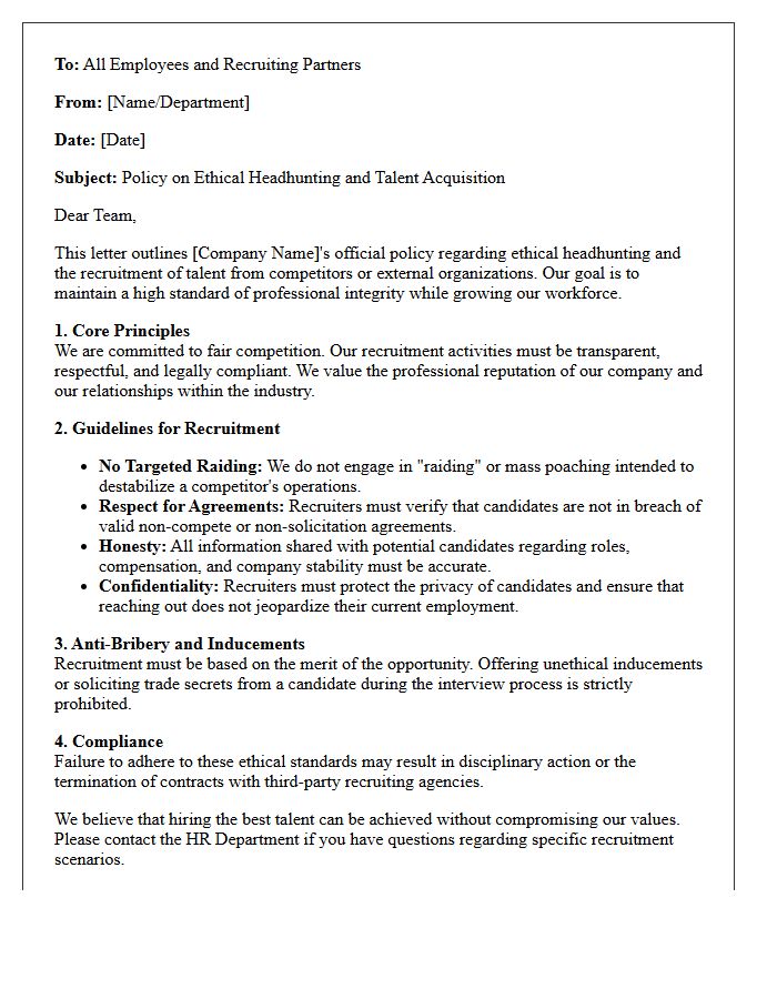 Ethical Headhunting and Poaching Policy Letter