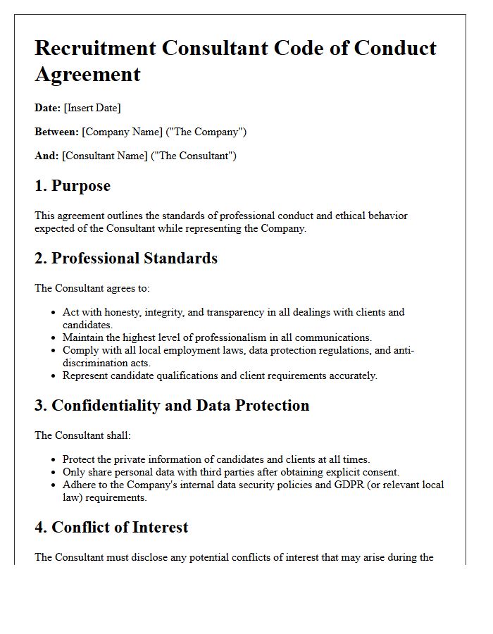 Recruitment Consultant Code of Conduct Agreement Letter
