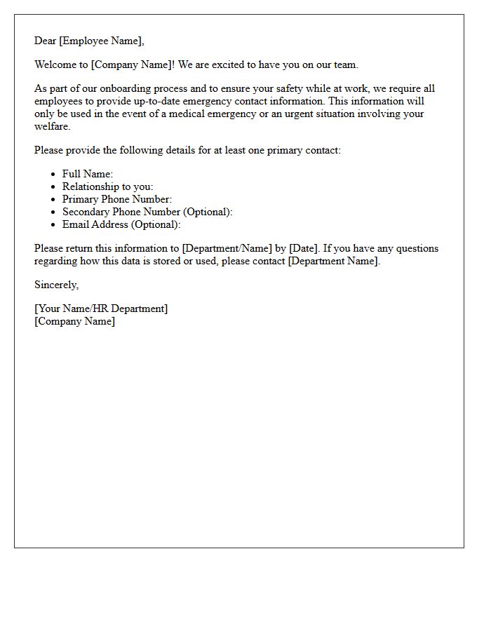 New Hire Emergency Contact Request Letter