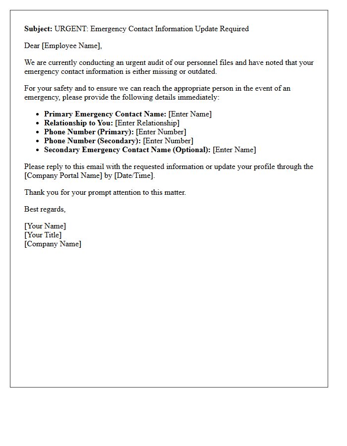 Urgent File Update Emergency Contact Request Letter