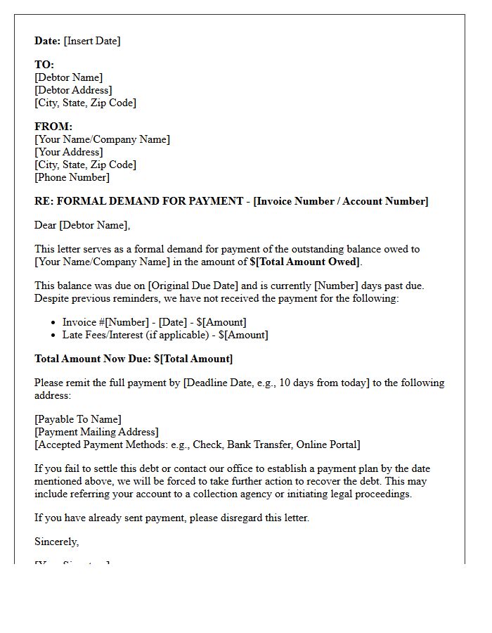 Formal Debt Collection Demand Letter