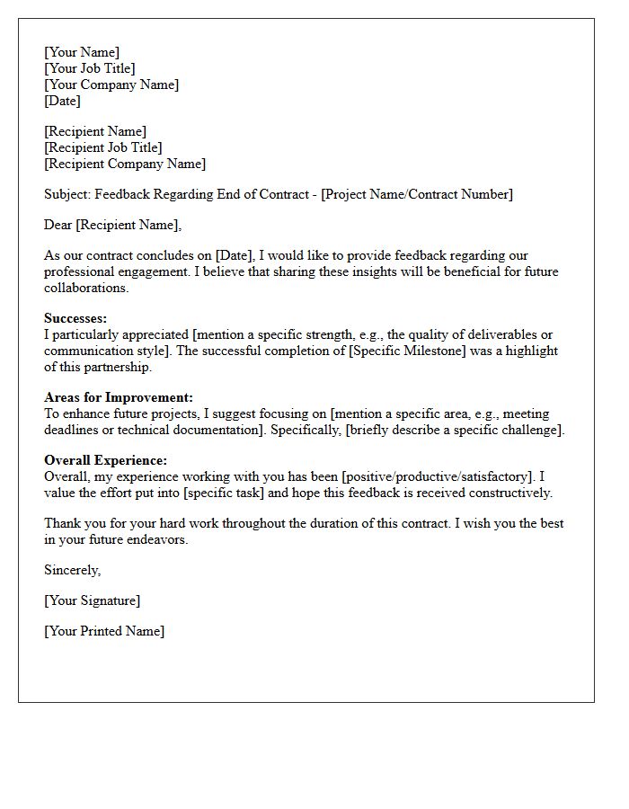 End of Contract Feedback Letter
