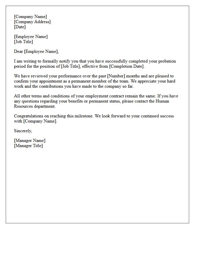 Probation Period Completion Letter
