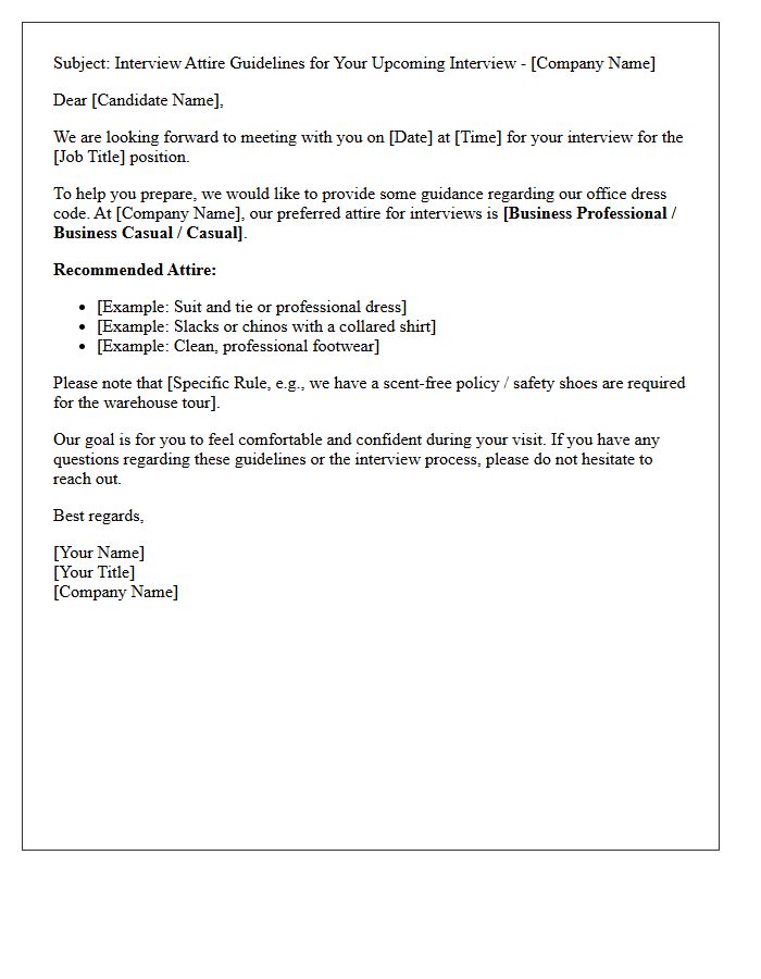 Candidate Interview Attire Guideline Letter