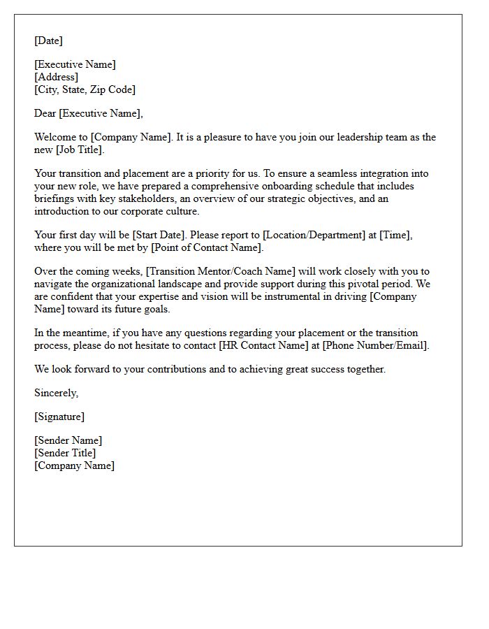 Executive Transition and Placement Welcome Letter