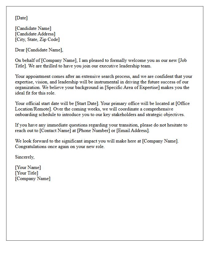 Official Welcome Letter for Your Executive Search Placement