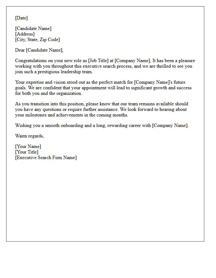 Welcome Letter Celebrating Your Executive Search Placement