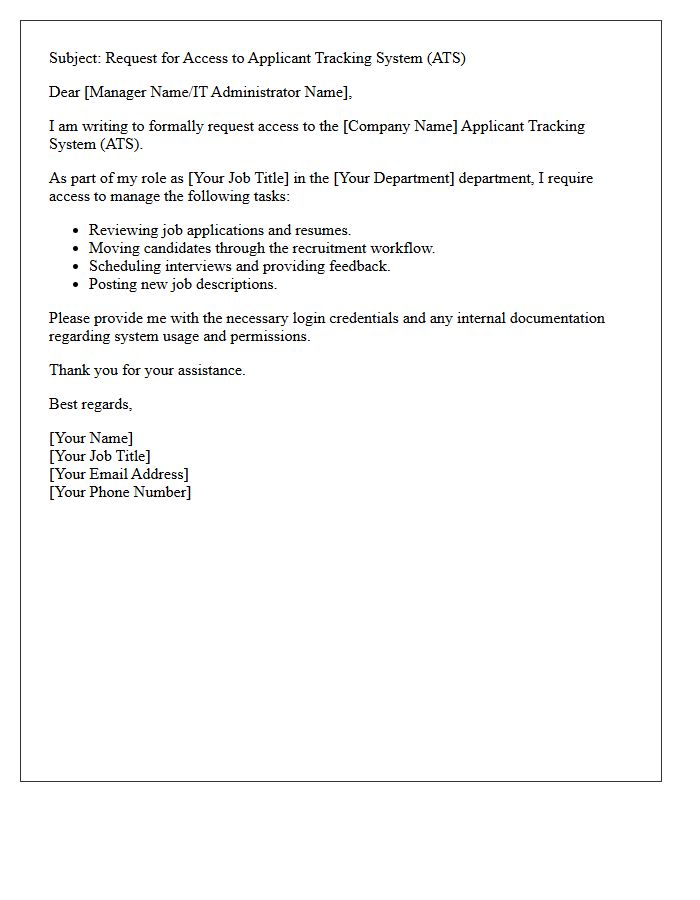 Applicant Tracking System Access Letter