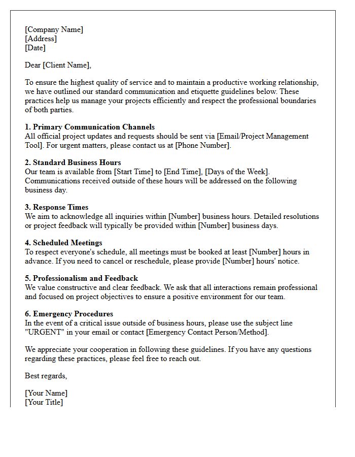Client Communication and Etiquette Guidelines Letter