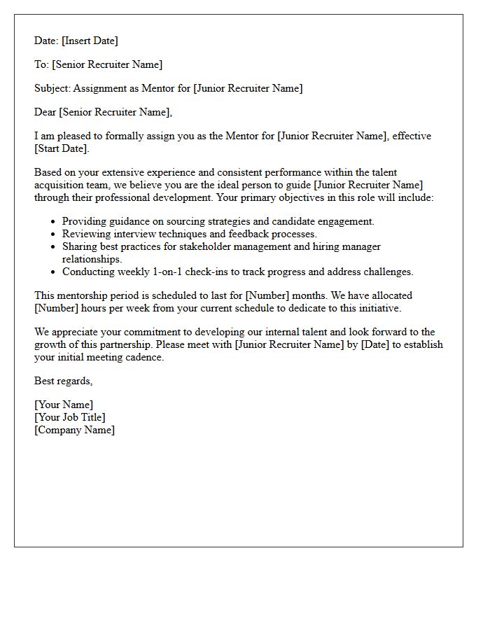 Senior Recruiter Mentorship Assignment Letter
