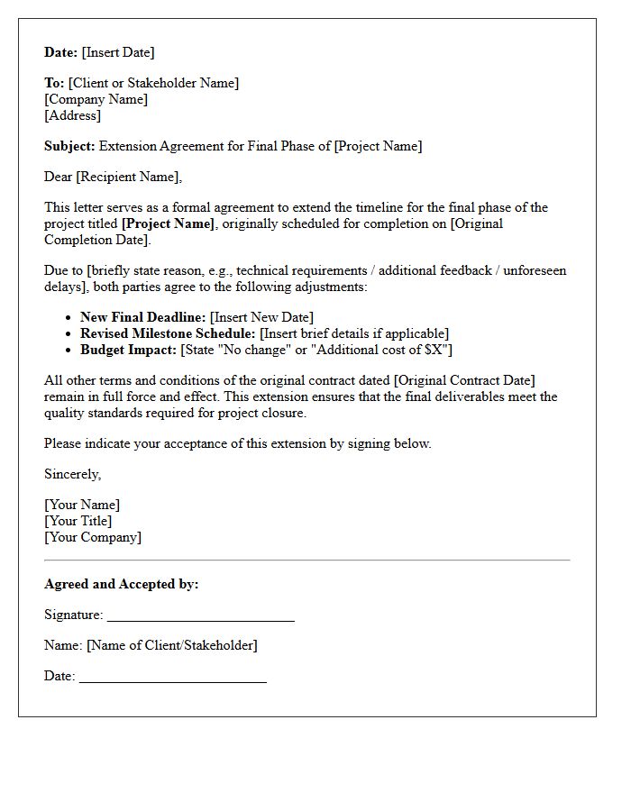 Final Phase Project Extension Agreement Letter