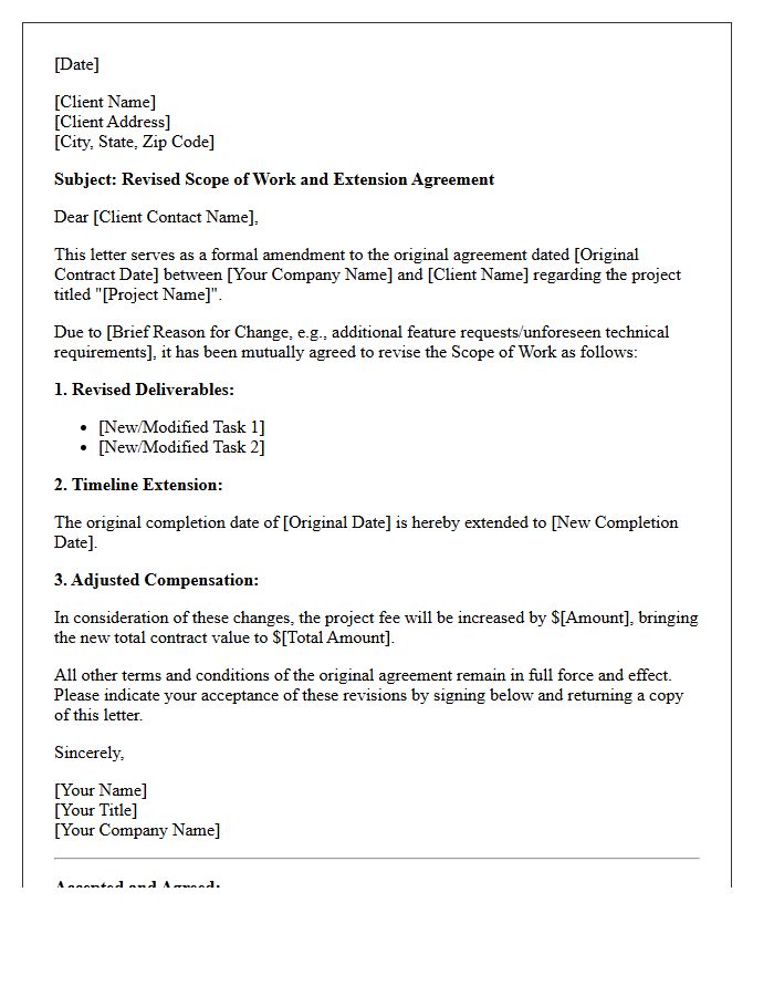Revised Scope Of Work Extension Agreement Letter