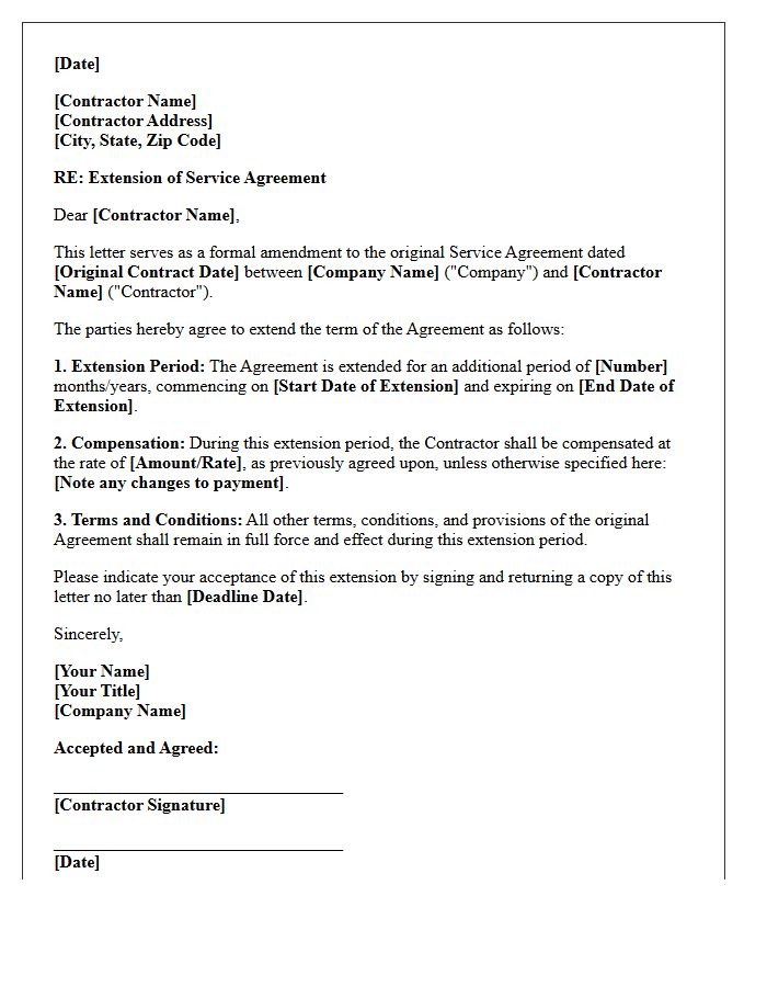Third-Party Contractor Extension Agreement Letter