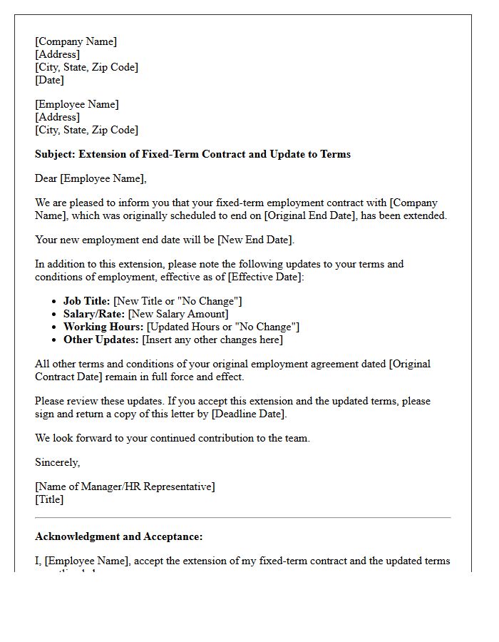 Updated Terms And Fixed-Term Extension Letter