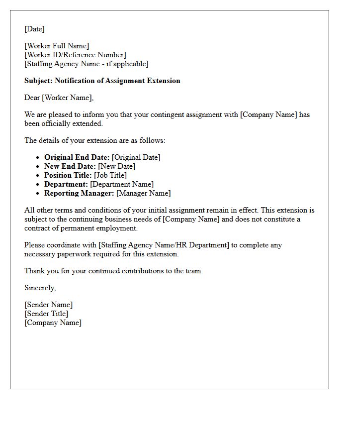 Approved Contingent Workforce Extension Letter