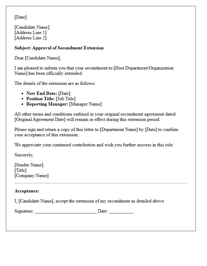 Candidate Secondment Extension Approval Letter