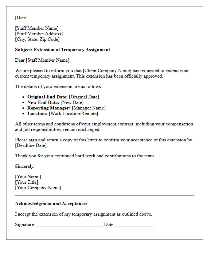 Client-Approved Temporary Staff Extension Letter