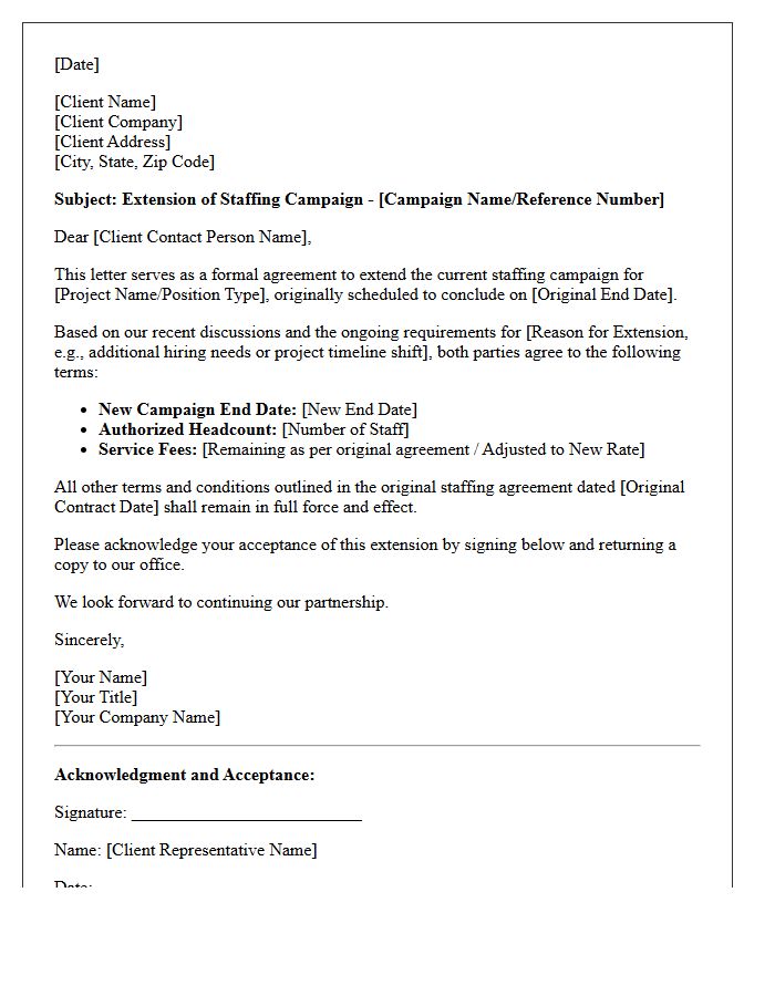 Client-Backed Staffing Campaign Extension Letter