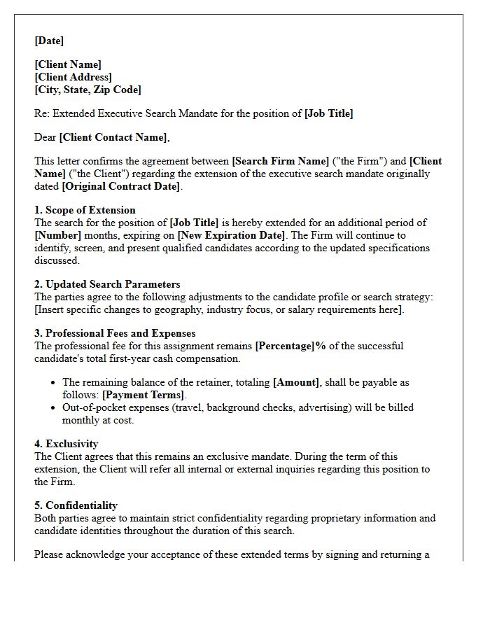 Extended Executive Search Mandate Letter