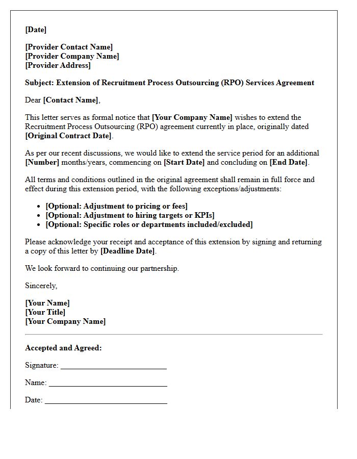 Recruitment Process Outsourcing Extension Letter