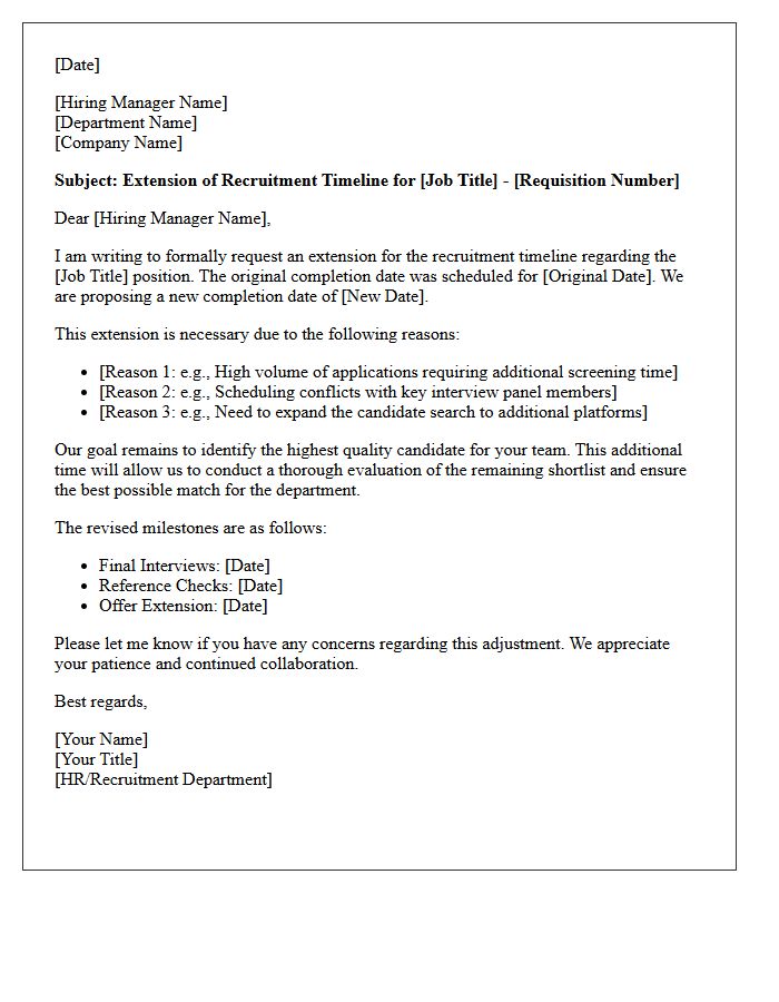 Recruitment Project Timeline Extension Letter
