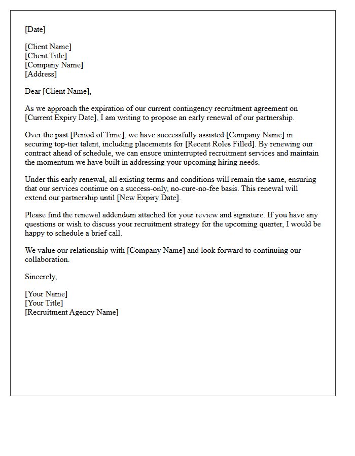Contingency Recruitment Early Contract Renewal Letter