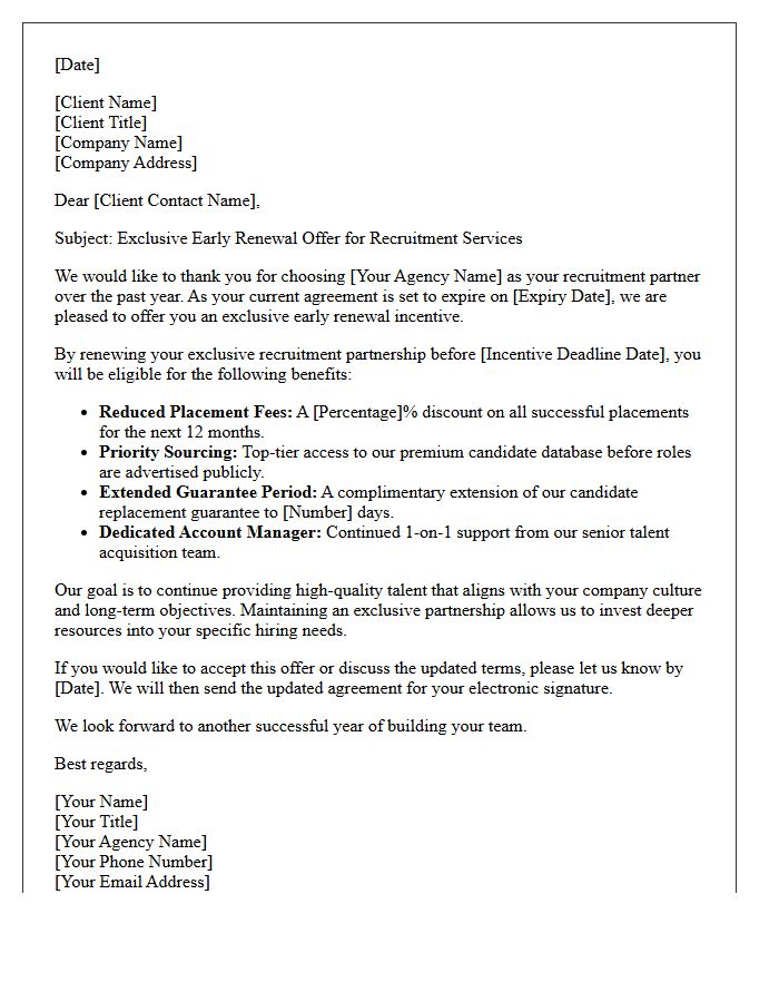 Exclusive Recruitment Services Early Renewal Offer Letter