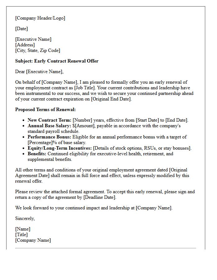 Executive Search Early Contract Renewal Offer Letter