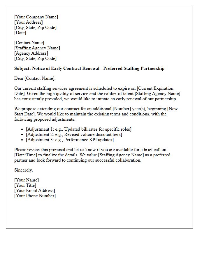 Preferred Staffing Partner Early Contract Renewal Letter