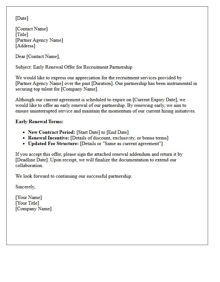 Recruitment Partnership Early Renewal Offer Letter