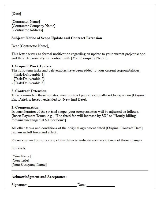 Scope Update And Contractor Extension Letter