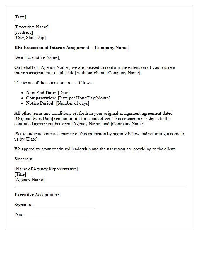 Agency-Represented Interim Executive Renewal Letter