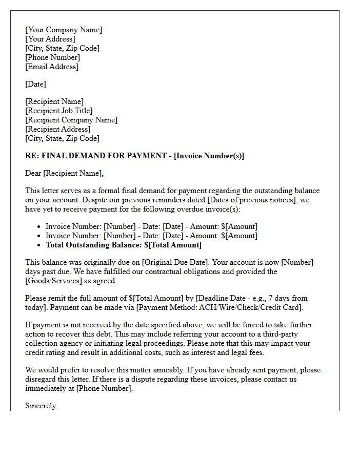 Business to Business Final Payment Demand Letter