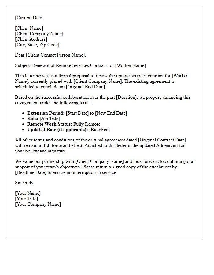 Client Placement Remote Worker Contract Renewal Letter